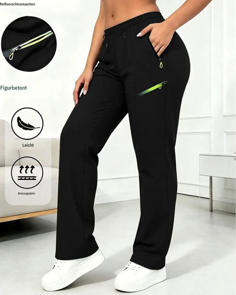 Zip Pocket Straight-Leg Pants