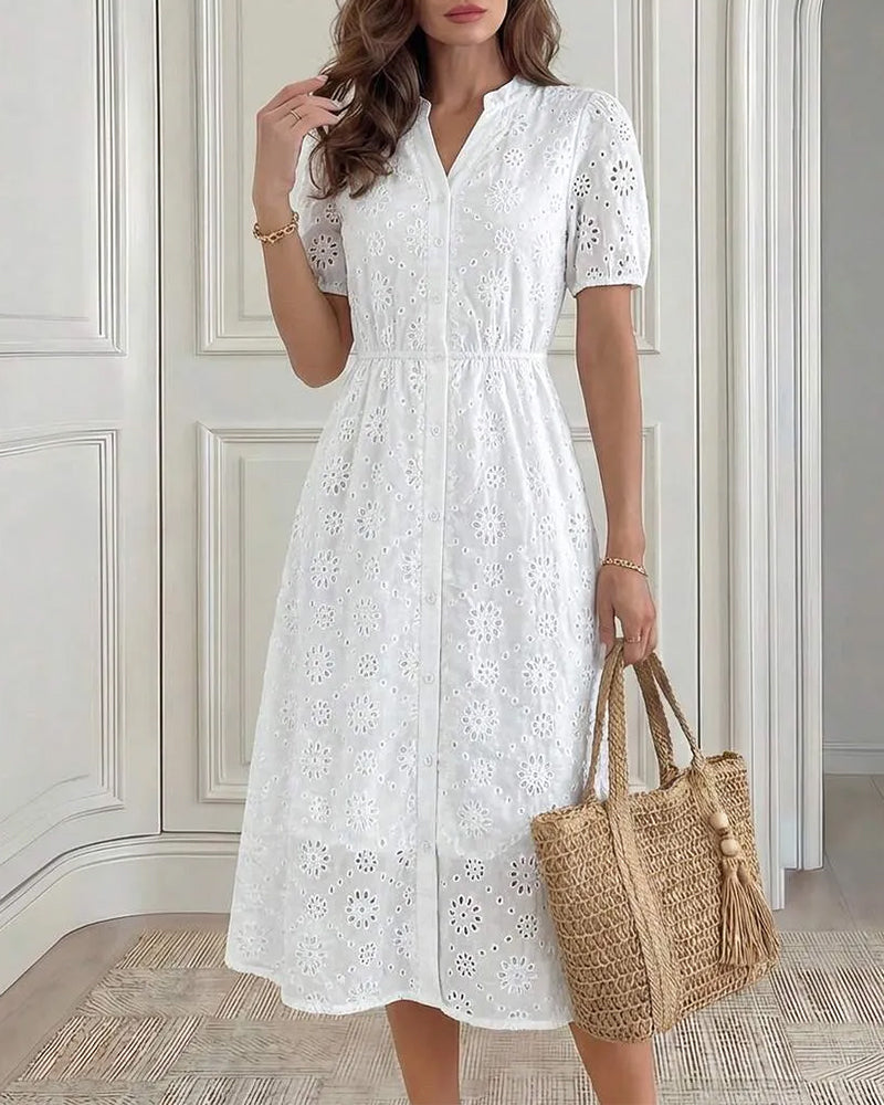 Cut-Out V-Neck Shirt Dresses