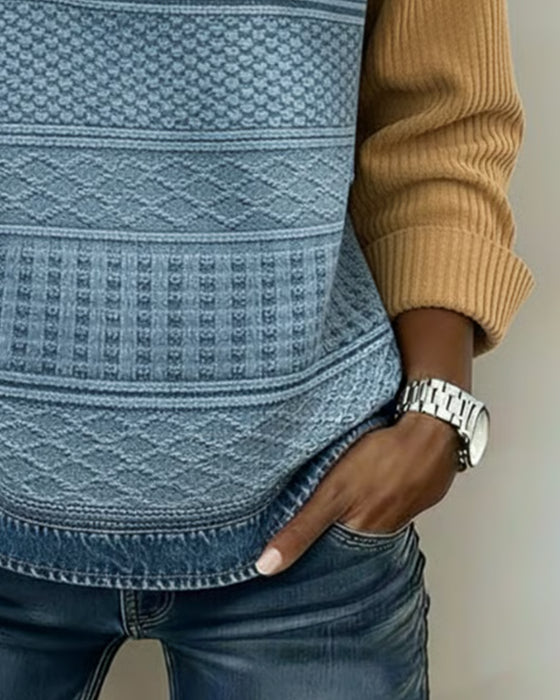 Color-Blocked Jacquard Sweatshirt