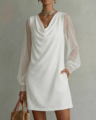 Breathable Sleeve Cowl Neck Dress