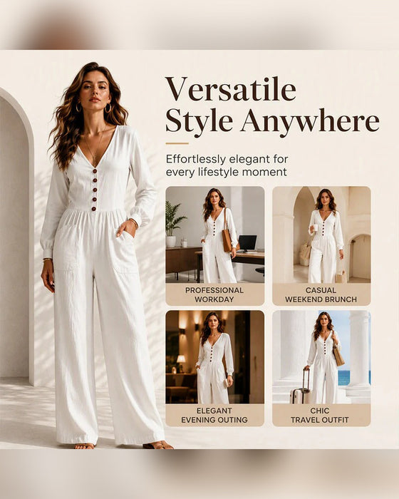Casual Pocket Long Sleeve Jumpsuit