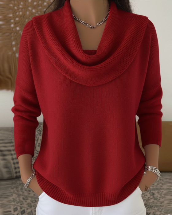 Solid Color Pile Collar Pullover Jumper