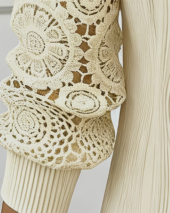 Long Sleeve Wave Lace Blouse