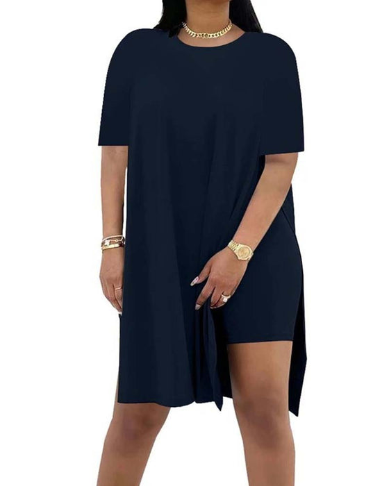Solid Color Loose Short-Sleeve Pants Set