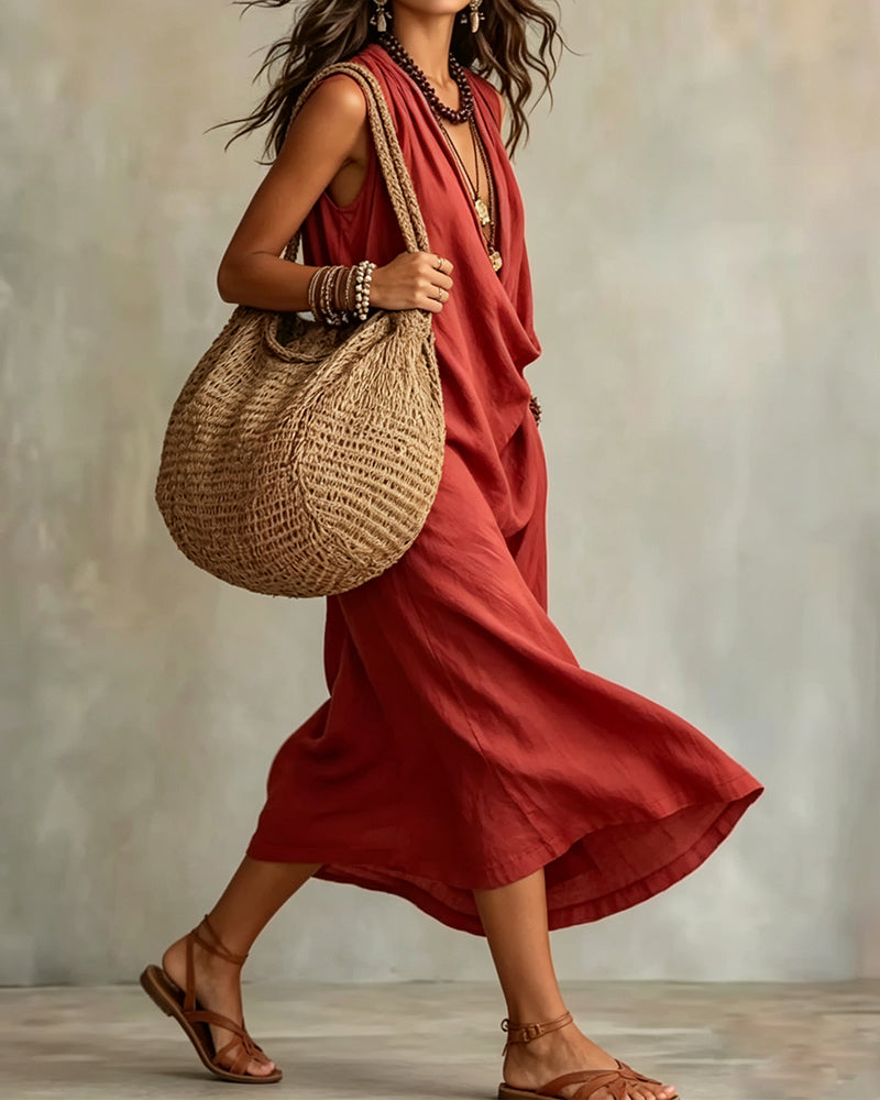 Sleeveless V-Neck Fashion Dress