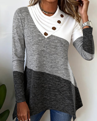 Contrast Color Fashionable Patchwork Top