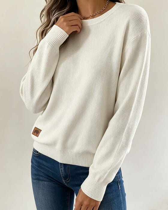 Crew Neck Long Sleeve Knit Pullover