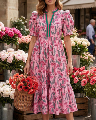 High-Waist Printed Dress