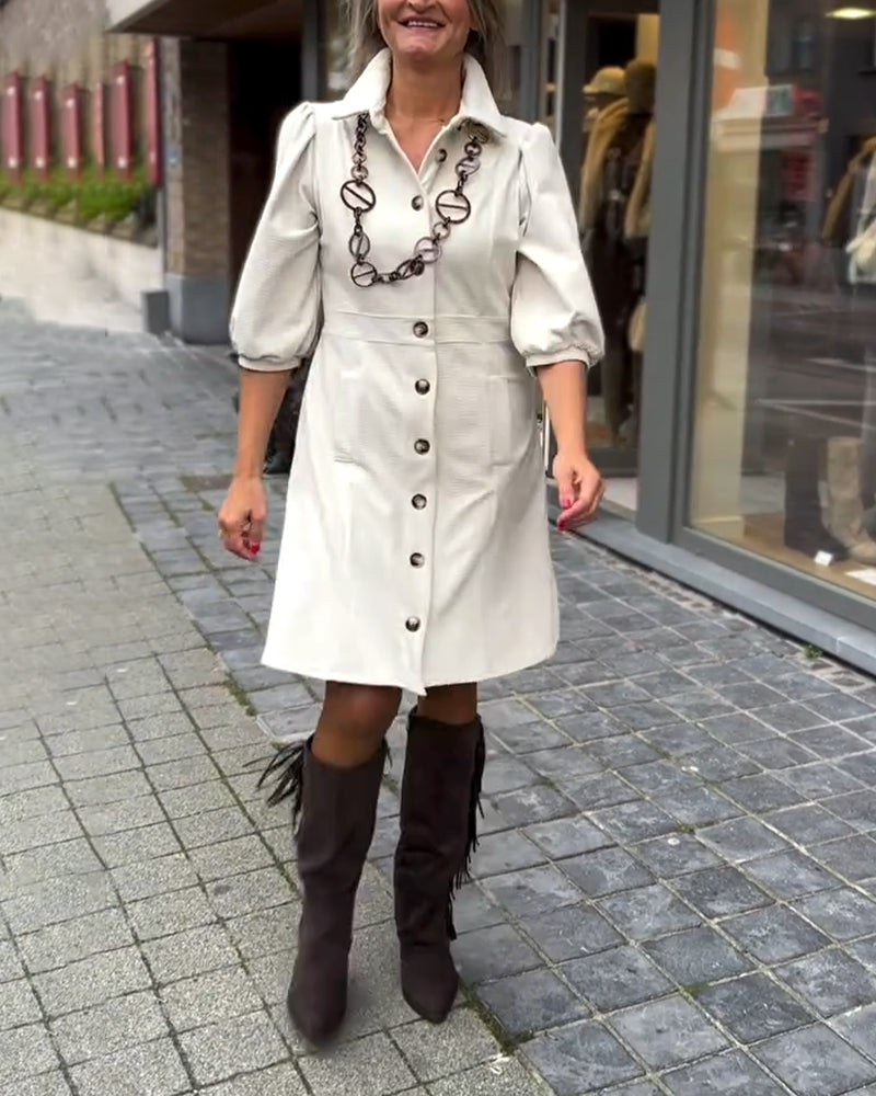 Collared Three-Quarter Sleeve Dress