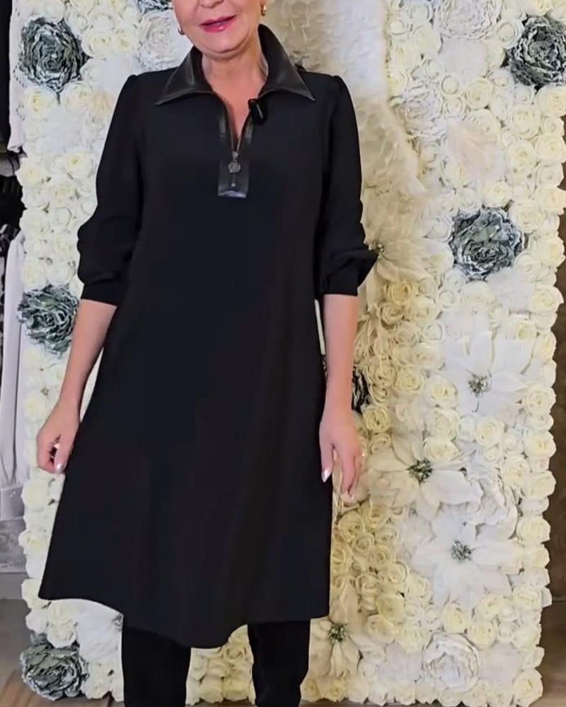 Half-Zip Collar Fashion Dress