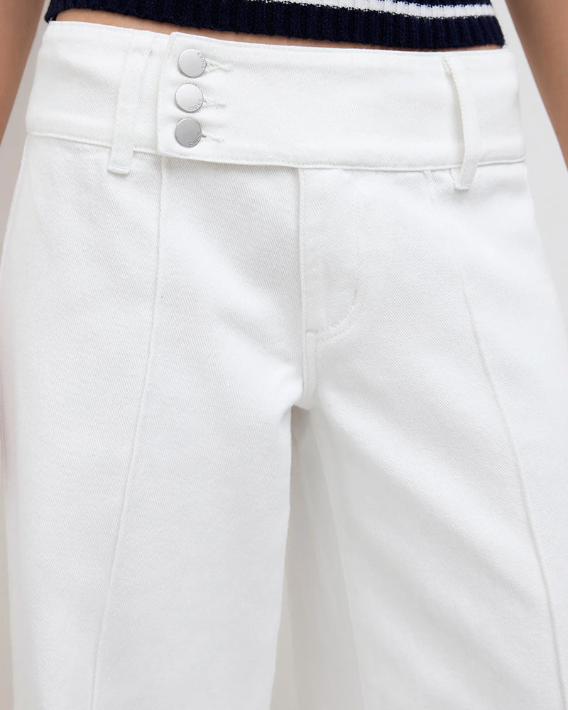 Three-Button High-Waist Wide-Leg Pants