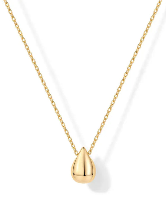 14K Gold Plated Women's Teardrop Pendant Necklace with Adjustable Chain