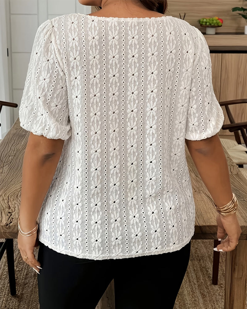 Square-Neck Floral Lace Blouses