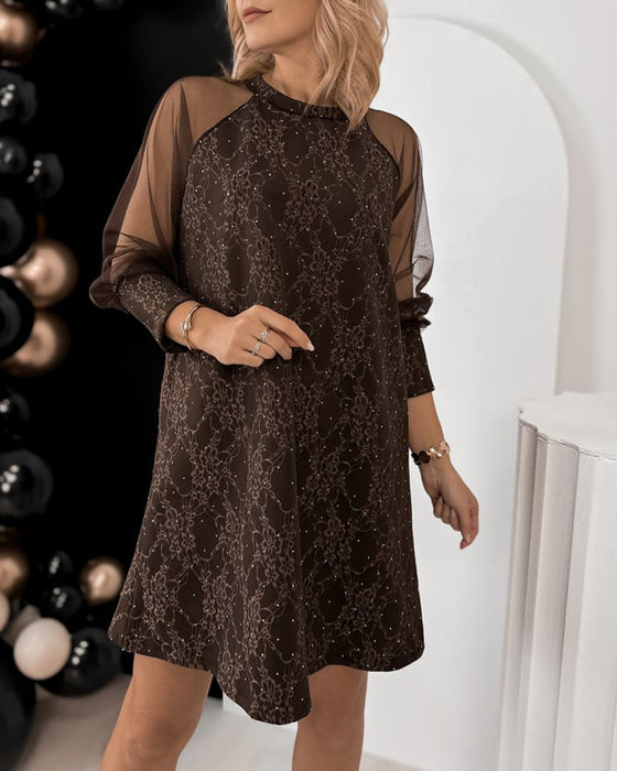 Long-Sleeved Rhinestone Dress
