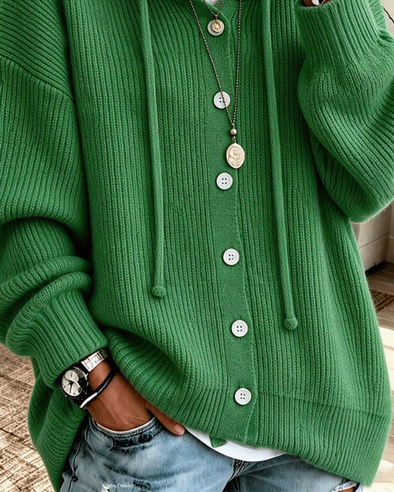 Hooded Button Loose Coat