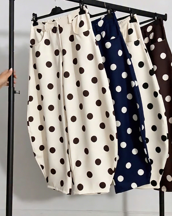Vintage Polka Dot Casual Harem Pants
