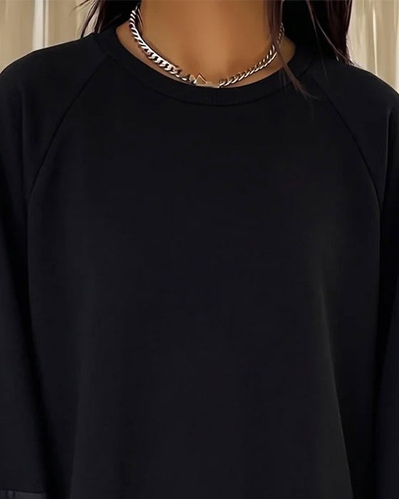 Round Neck Ruffled Long Sleeve Sweatshirt