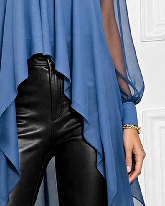 Shirred Irregular Casual Blouse