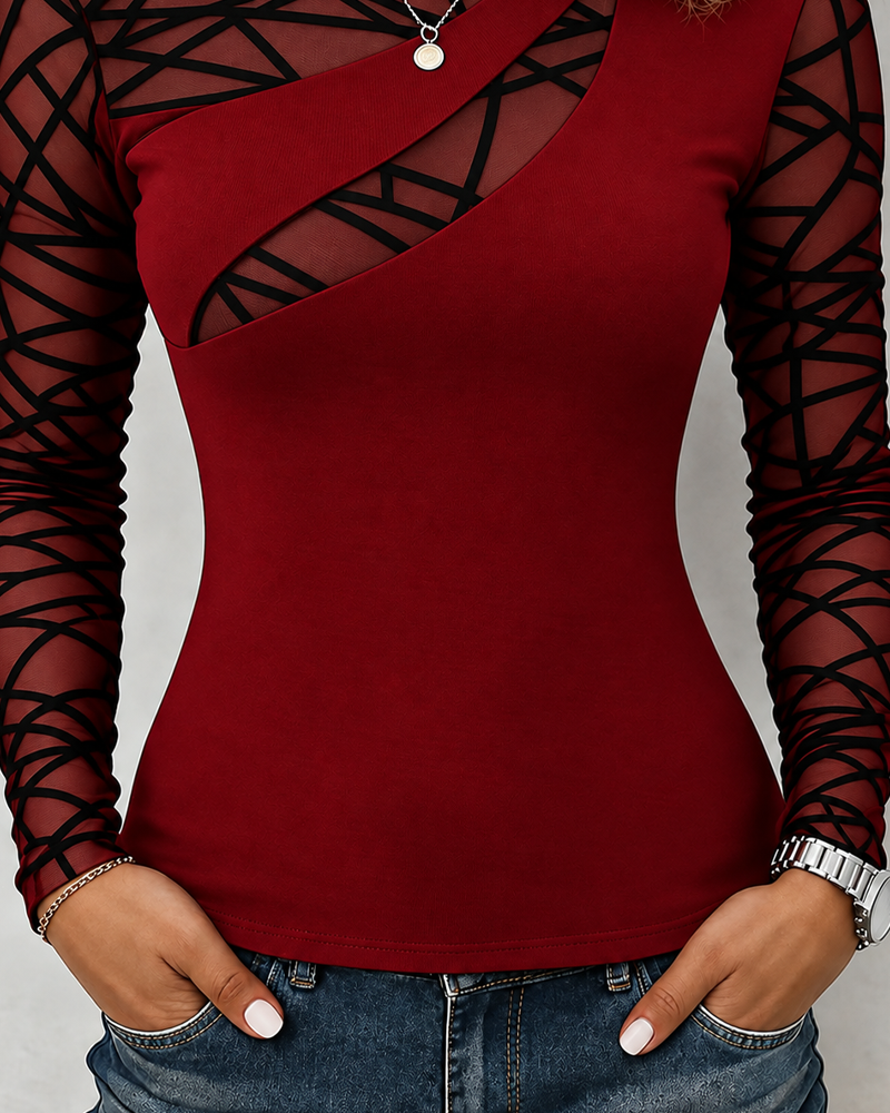 Crew Neck Cross Solid Top
