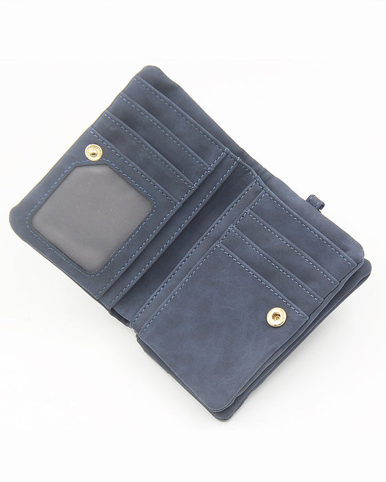 Women's Bifold Zipper Wallet Plain Short Card Purse