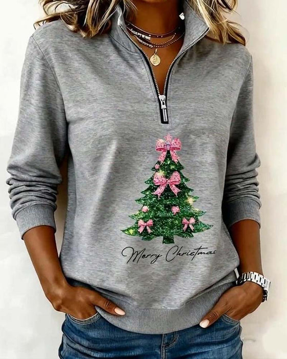 Half-Zip Christmas Tree Sweatshirt