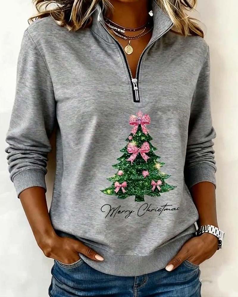 Half-Zip Christmas Tree Sweatshirt