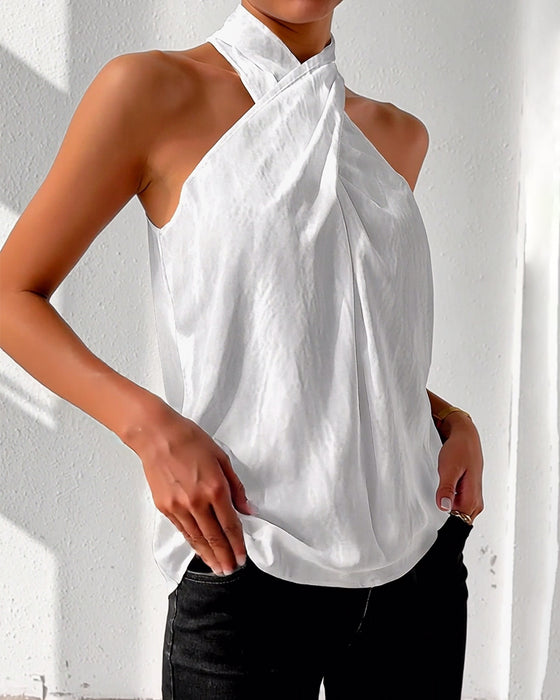 Fashion Halter Solid Color Tank Top