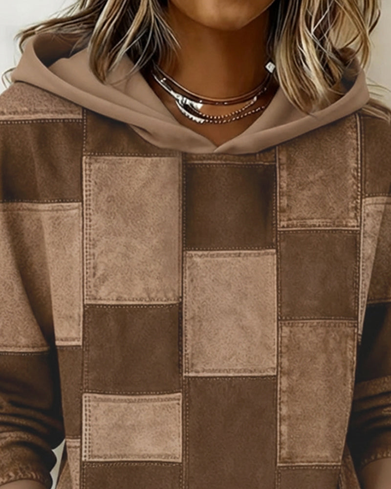 Stylish Plaid Long-Sleeved Hoodie