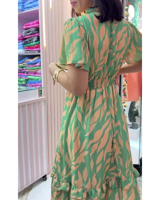 Waist printed elegant dress