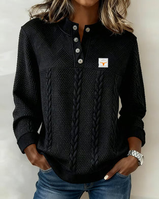 Long-Sleeved Jacquard Casual Sweatshirt