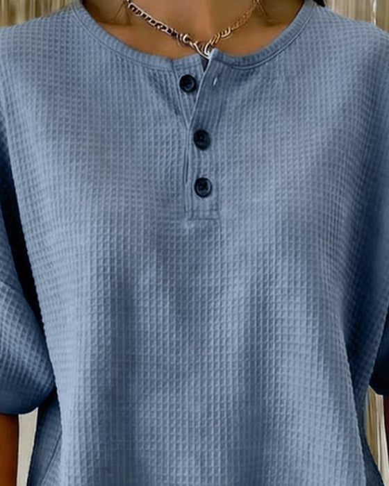 Waffle Loose Casual Top