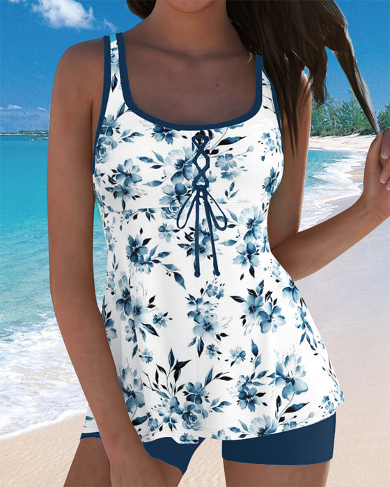 Printed Body-Covering Boxer Briefs Tankini
