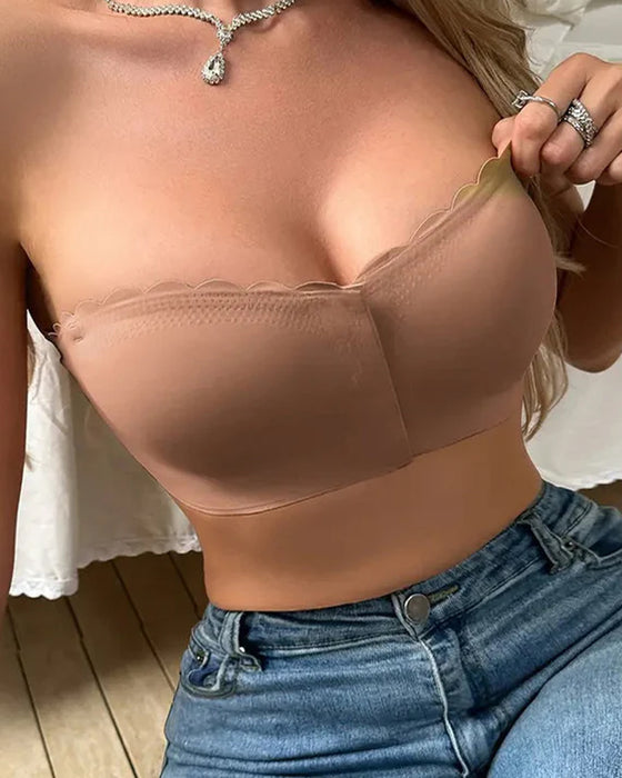 Seamless Front Closure Strapless Bandeau Bra