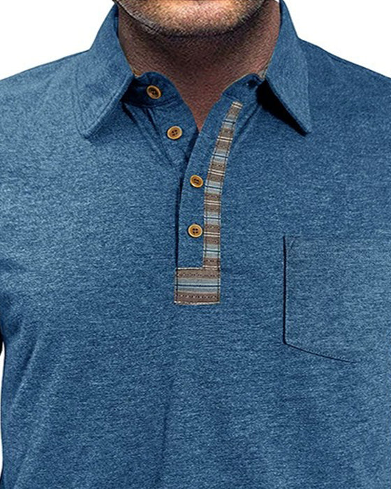 Men's Button Lapel Polo Blouse