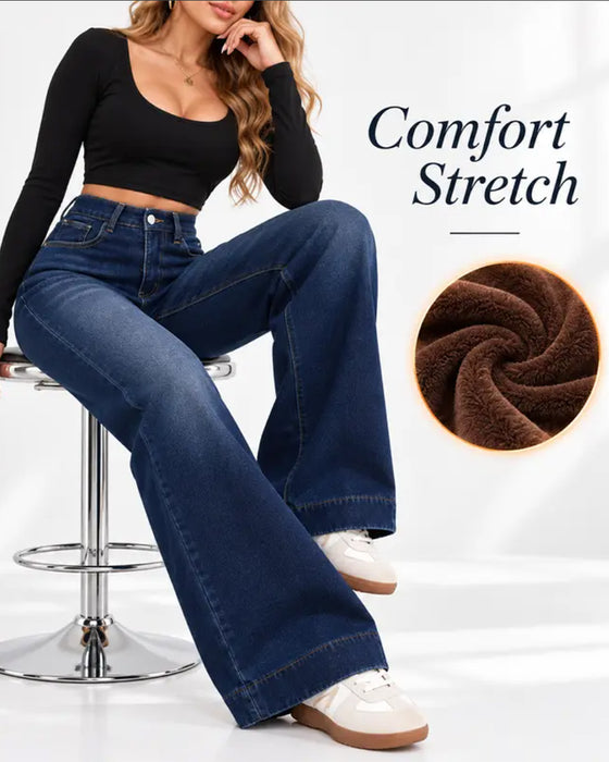 Fleece-Lined Wide-Leg Jeans