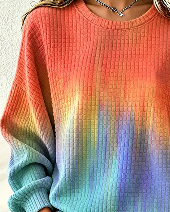 Gradient Tie-Dye Casual Crew Neck Sweatshirt