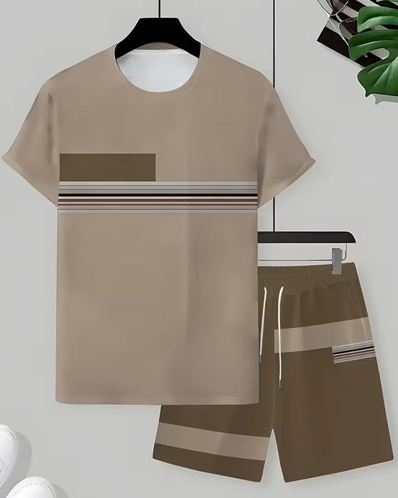 Striped Casual Short Sleeve Set