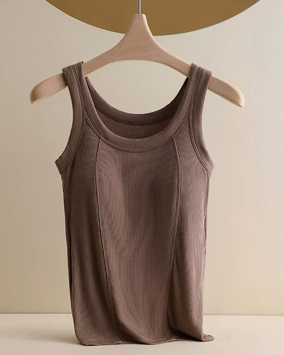 Solid Color Built In Bar Cami Top