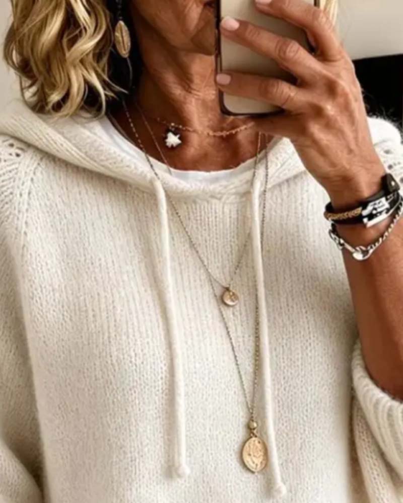 Hooded Hollow Out Pocket Pullover