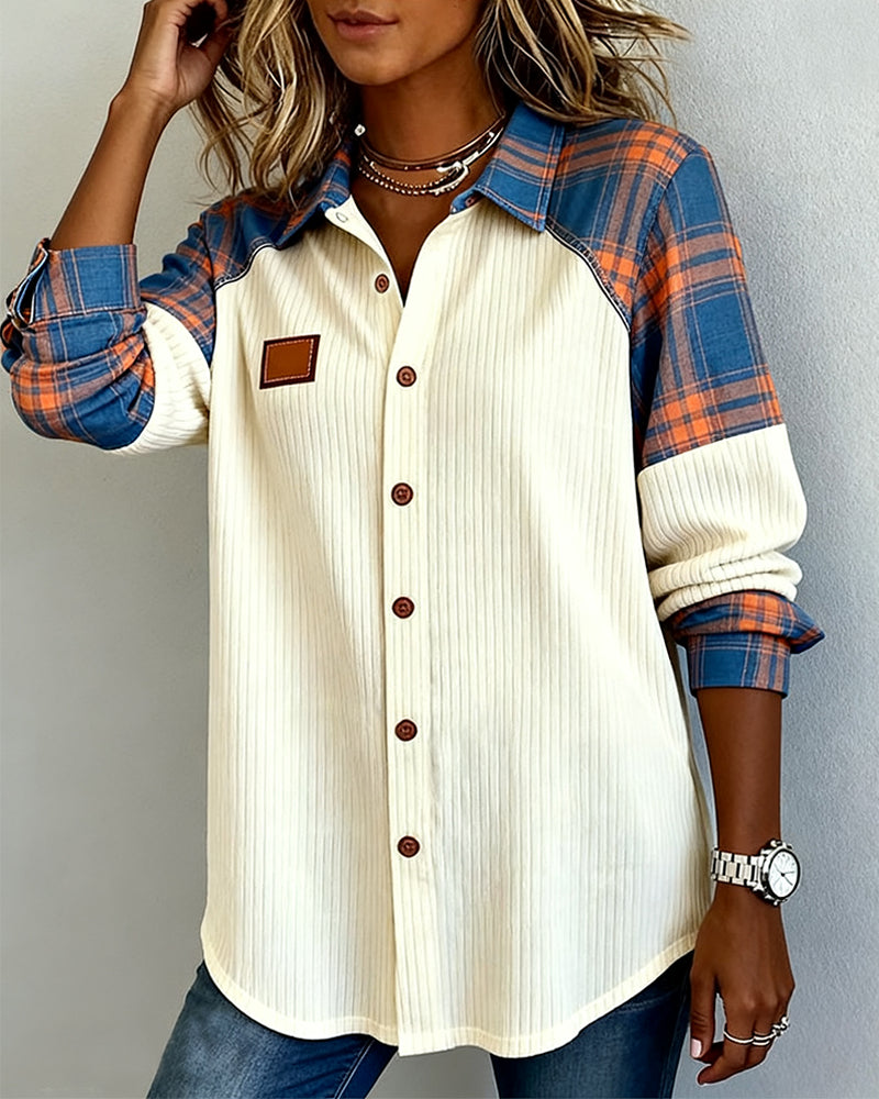 Plaid Corduroy Contrast Shirt