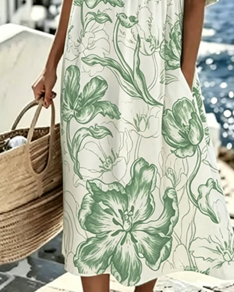 Half Sleeve Printed Dress
