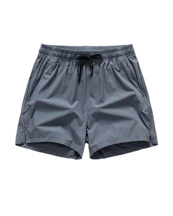 Men Elastic Waist Pocket Quick-Dry Ice Silk Sports Shorts