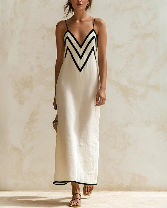 Strappy V-Neck Line Sleeveless Dress
