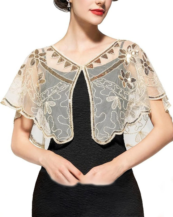 Vintage lace with beads shawl