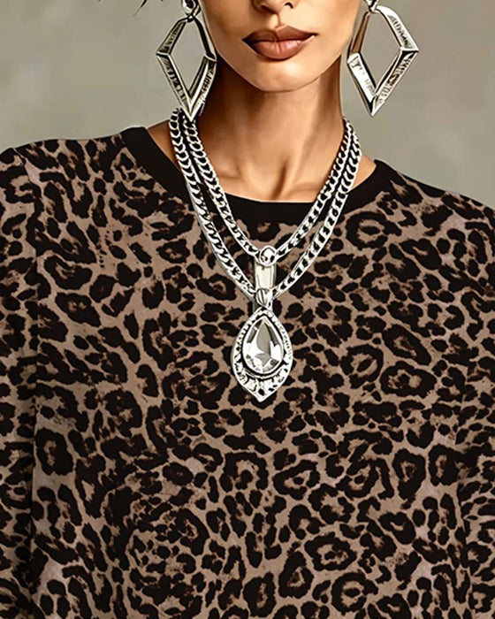 Leopard Long Sleeve Crew Neck Top