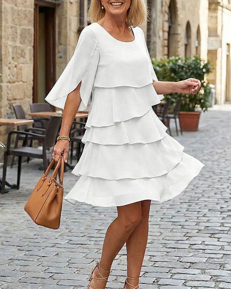 Loose Round Neck Cake Dress