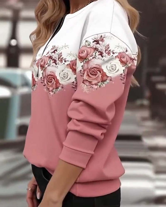 Crew Neck Half-Zip Sweatshirt