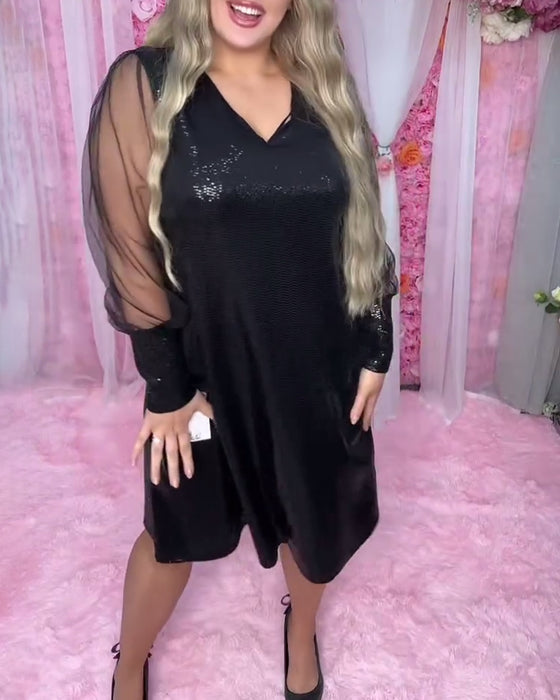 V-Neck Fashion Mesh Dress