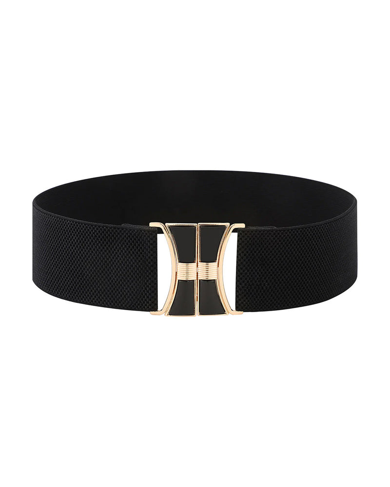 Vintage Golden Buckle High Elastic Leather Belt For Women