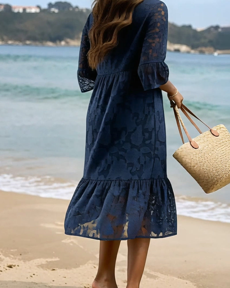 Elegant Sophisticated Ruffle Lace Dress